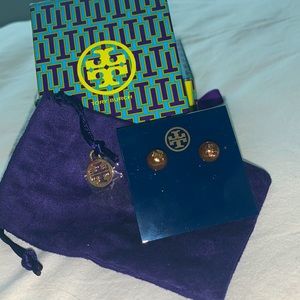 Gold and Brown Tory Burch Earrings NWT